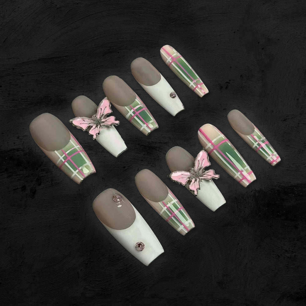 Ribbon Garden-Handmade Press On Nails