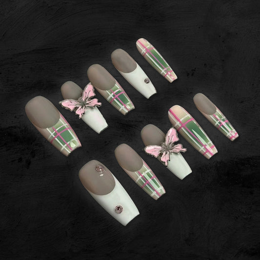 Ribbon Garden-Handmade Press On Nails