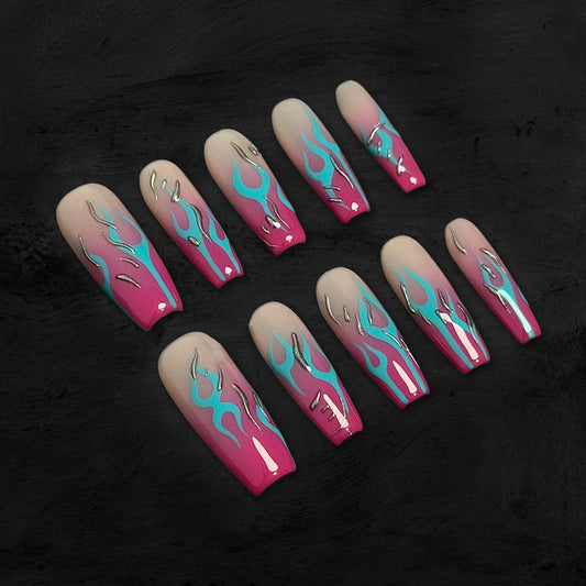 Flame-Handmade Press On Nails